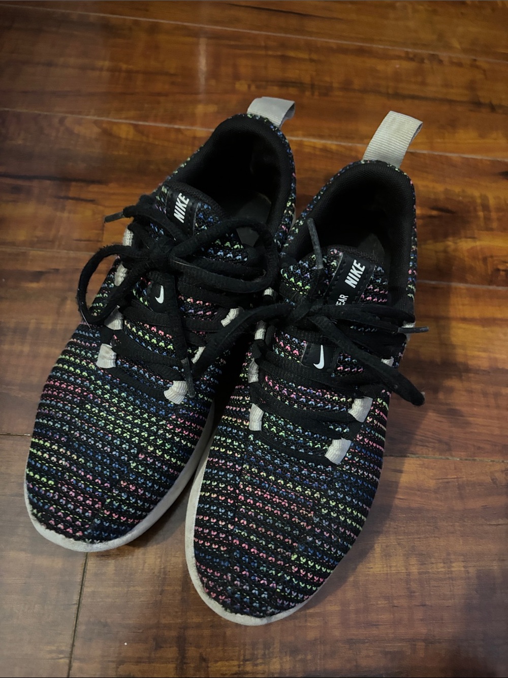 Nike Black Knit Sneakers with Multicolor Threading